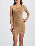 GUESS by Marciano Aria Glitter One-Sleeve Dress, NEUTRAL (XS)