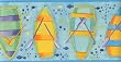 Pacific Blue Row Boats Wallpaper Border