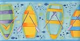 Pacific Blue Row Boats Wallpaper Border