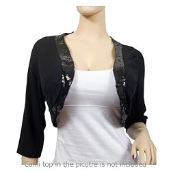 Sexy Black Sequin Bolero Crop Shrug Plus Size Top