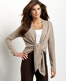 Apparel : Jones New York Cashmere Long-Sleeve Scarf-Front Sweater Wrap