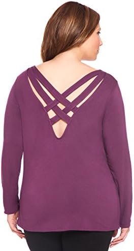 ELOQUII Women's Plus Size Basketweave Top14/16 Merlot