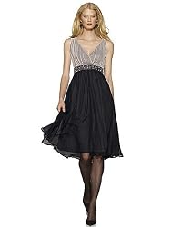 Newport News Beaded Crinkle Chiffon Dress