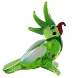 Miniture Glass Figurines-Glass Zoo Figurine Animals - Green Cockatiel