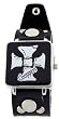 Flip Top Black Square Cross Chopper Case Trendy Design Punk Rocker Biker Black Leather Band Wrist Watch
