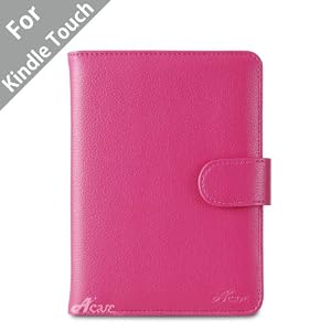 Acase(TM) Kindle Touch Leather Case (Hot Pink) for 4th Generation 6 Kindle Touch Wi-Fi/3G w/o Keyboard