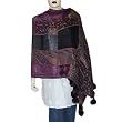 Rectangular Wool Scarf Clothes for Winter Handcrafted Dress with Pom-Pom 28 x 72 inches