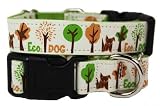 Designer Dog Collar - Eco Dog Buckle Collar - White/Green - Small - Made in USA