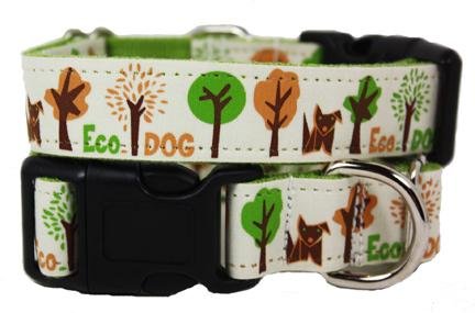 Designer Dog Collar - Eco Dog Buckle Collar - White/Green - Small - Made in USA