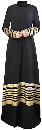 Heart1st Kaftan Abaya Jilbab Islamic Muslim Women Long Maxi Dress (M, BLACK)