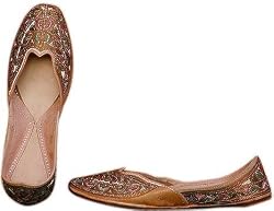 Beaded and Embroidered Leather Shoes for Women Handcrafted Casual Footwear from India Available in Various Sizes