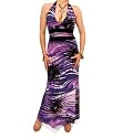 Blue Banana Purple Patterned Halter Neck Maxi Dress