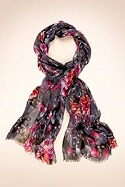 Rose Print Tassel Trim Lightweight Scarf