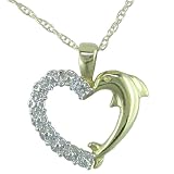 10K .005 ct. t.w. Diamond Dolphin Heart Pendant