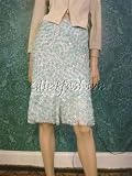 Review   / $3670 New OSCAR DE LA RENTA Aqua Sequin Silk Skirt 10