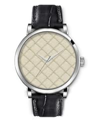 SPRAWL Aanalog Fashion Series Silver Ladies Watches of Genuine Black Leather Strap,Unique Wrist Watch for Women Girls Designed with Texture of a mattress