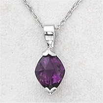 14K White Gold Marquis Amethyst Pendant