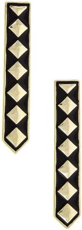 DIVA & DUCHESS ENAMEL CHECKER GEOMETRIC EARRING (Black)