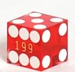 3/4" Red Trans. Precision Casino Craps Dice, Serial #