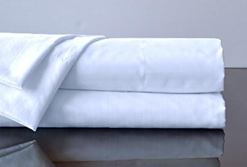 Comfort Linen 1500 King Size Sateen Stripe 4 Piece Sheet Set- White