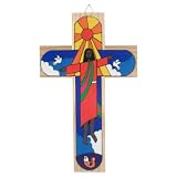 Hand Painted Wooden Crosses - New Rising Christ - 7.9 Inch./20 Cm. ~ Exporsal