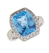 14k White Gold Diamond Blue Topaz Ring