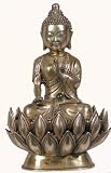 Tibetan Silver Statue Buddha Lotus Throne