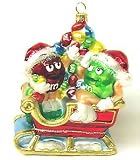 M&M's In Sleigh Glass Polonaise Christmas Tree Ornament #AP1866