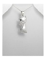 Cat Pendant Necklace In 92.5 Sterling Silver