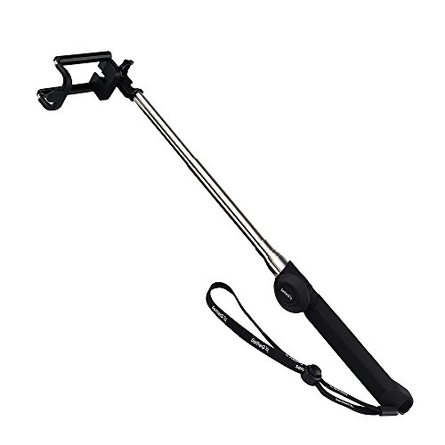 SelfieGo QuickSnap Self-portrait Handheld Extendable Monopod Selfie Stick with Bluetooth Remote Shutter for iPhone 6, iPhone 6 Plus, iPhone 5 5s 5c, iPhone 4s, Samsung Galaxy and more (MP-B2 Black)