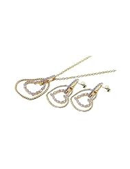 Nickel Free Sterling Silver Pendant & Earring Sets 4 Toned Heart CZ Set