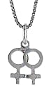 Sterling Silver 7/16" (11mm) Tall Tiny Lesbian Symbol Pendant
