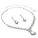 Topwholesalejewel Silver Rhinestone Stack Link Necklace with Large Teardrop & Matching Dangle Earrings Jewelry Set