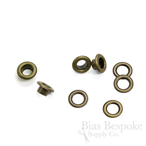 Set of 144, Size #00 Grommets (9.5mm), Antique Brass Color