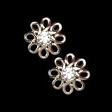 Glass Button 5 8'' Petite Petals Silver Rhinestone By The Each