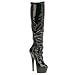 KISS 6 Inch Platform Knee-Hi Str Boots Black Stretch Patent/Black Pleaser