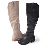 Brinley Co Womens Faux Leather Knee High Boot