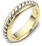 6mm Multi-Texture 14 Karat Yellow Gold & Titanium Wedding Band