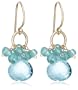 14k Yellow Gold Blue Topaz Briolette Drop and Apatite Beaded Earrings