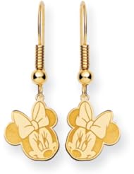 Disneys Flirty Minnie Mouse, Wire Earrings in 14 Karat Gold