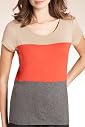 Short Sleeve Colour Block Jersey Top [T43-8212-S-LCTB]