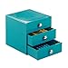 iDesign 3 Drawer Storage Organizer for Cosmetics, Makeup, Beauty Products and Office Supplies, Teal
