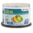 Verbatim 95460 700MB 52X 80min Color LightScribe CD-R (25pk Spindle)