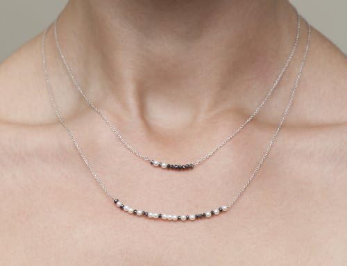 Omerta Zodiac Sign Collection Black Diamond &amp; White Freshwater Cultured Pearl Morse Code Necklace