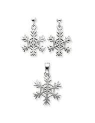 Sterling Silver Snowflake Earrings And Pendant Set