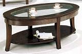 Cappuccino Finish, Oval Coffee Table w/Glass