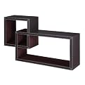 Faux-Leather Double Rectangle Wall Shelf - Brown