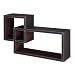 Faux-Leather Double Rectangle Wall Shelf - Brown