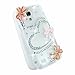 FiMeney Handmade Crystal Diamond Rhinestones Pink Love Heart Bow Bowknot Butterfly Transparent Back Hard Protective Case Cover For Samsung I9190 I9192 I9195 Galaxy MINI S4 (NOT FOR S4) + Cleaning Cloth + 2013 Calendar Card + Pink Stylus Pen + Pink Butterfly And Sakura Dust Plug