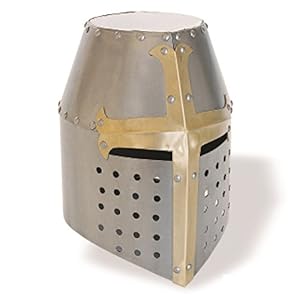 Armor Venue - Crusader Great Helm - Brass Accents - Metallic - One Size